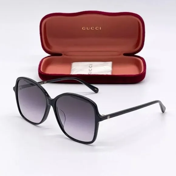 Sale! New Gucci Women\'s 60mm Black Sunglasses! Gucci Square Sunglasses GG0876S 001 Black 60mm 876 at Amazon  main image 3